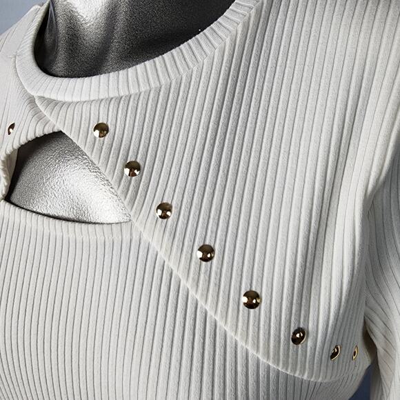 I.N.C. International Concepts Ribbed Studded Cutout Top | Women's Large - Picture 3 of 14